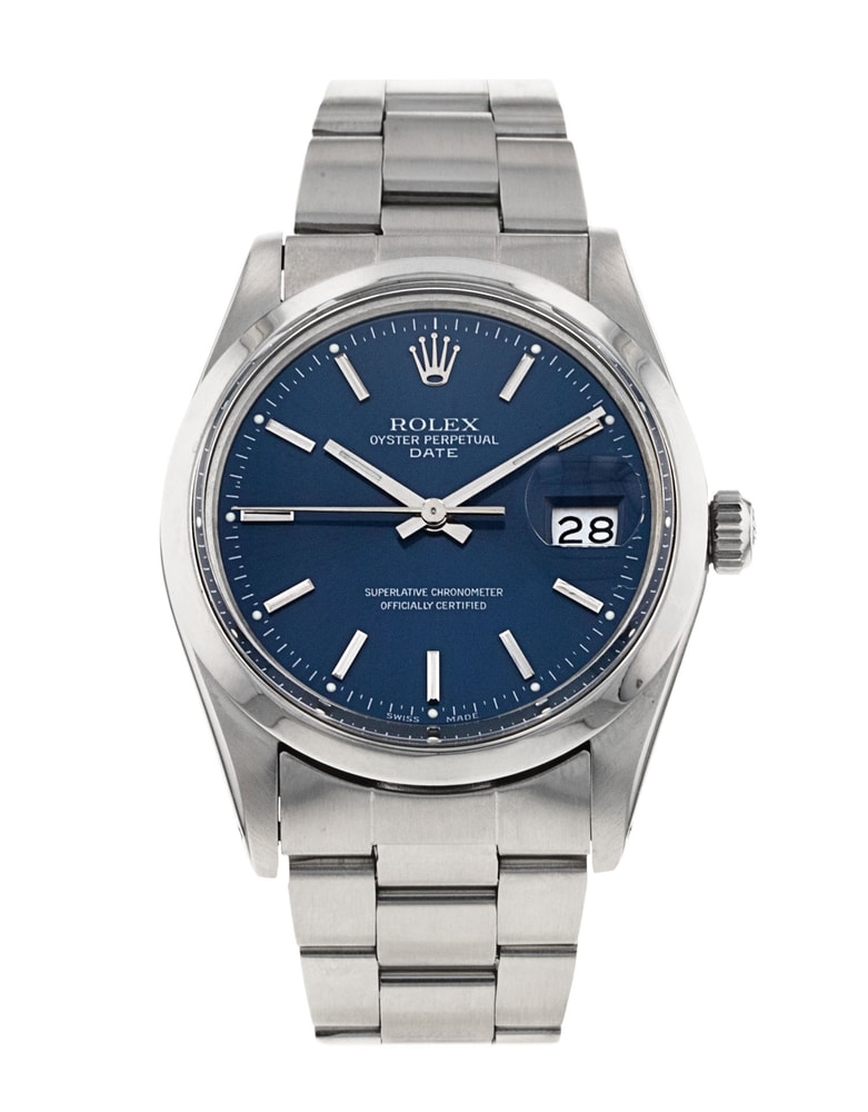 Rolex Oyster Perpetual Date quadrante Blu Baton