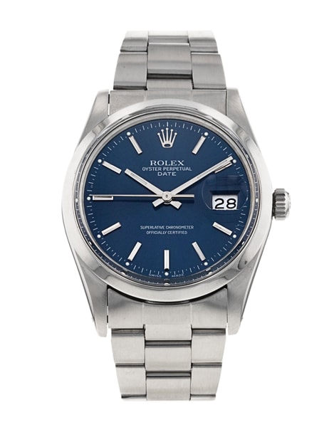 Rolex Oyster Perpetual Date Blue Baton Dial