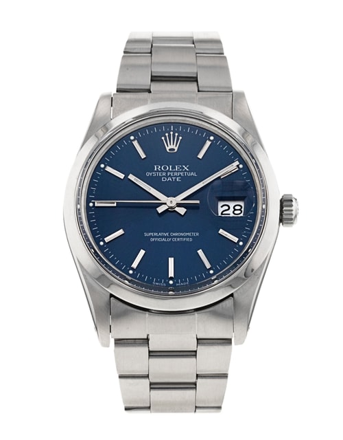 Rolex Oyster Perpetual Date Blue Baton Dial - Main Image
