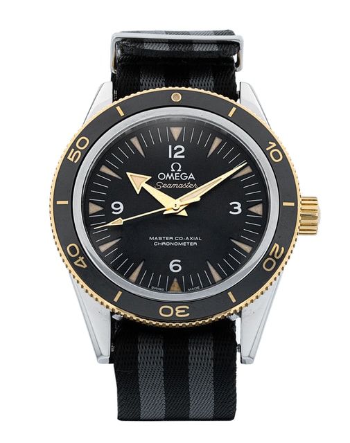 Omega Seamaster 300 Black Baton Dial Fabric Strap