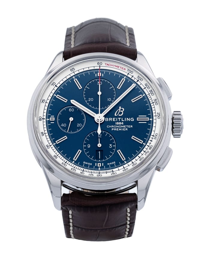 Breitling Premier A13315 Blue Baton Dial Leather Strap