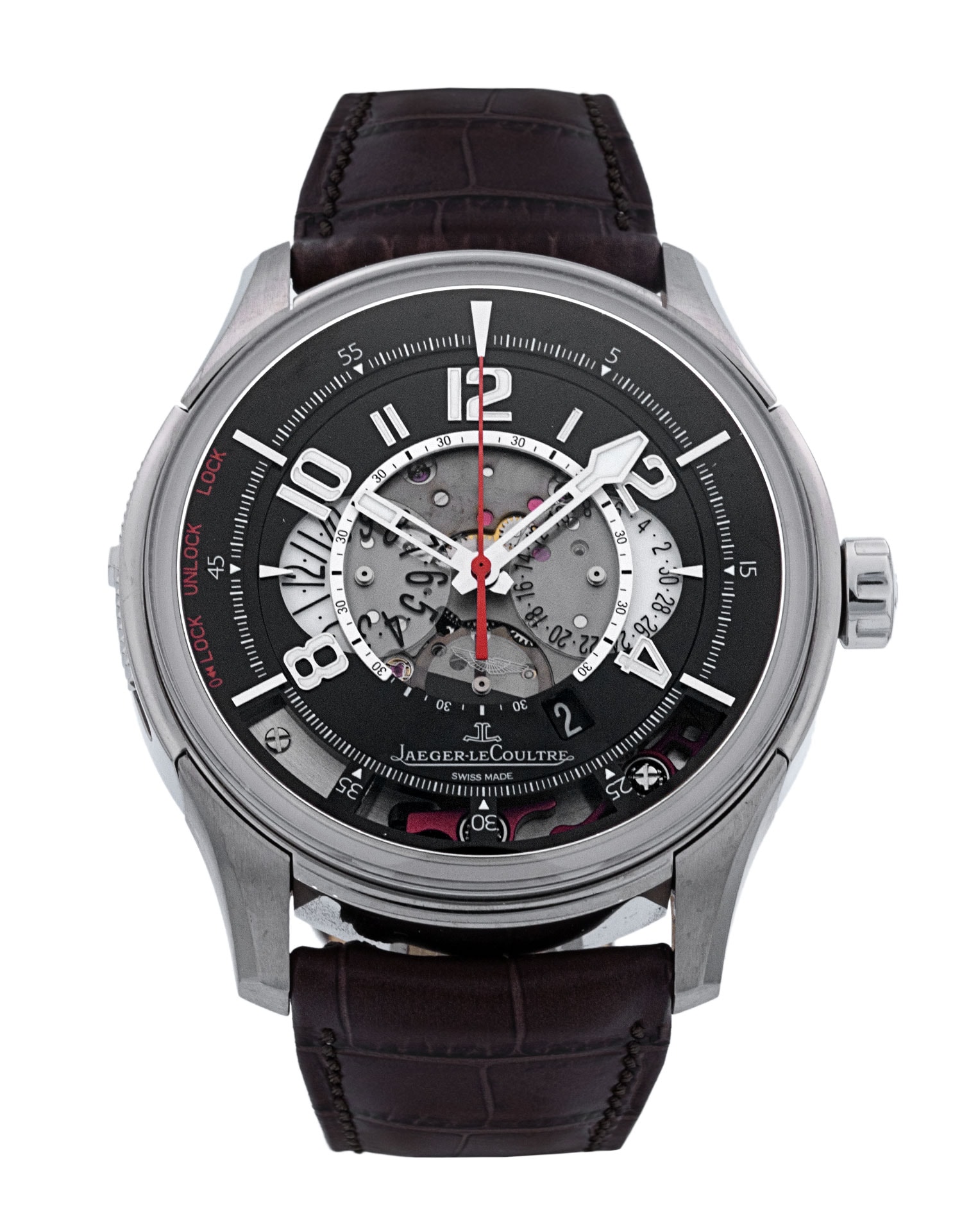 Jaeger-LeCoultre AMVOX II Black Dial Leather Strap