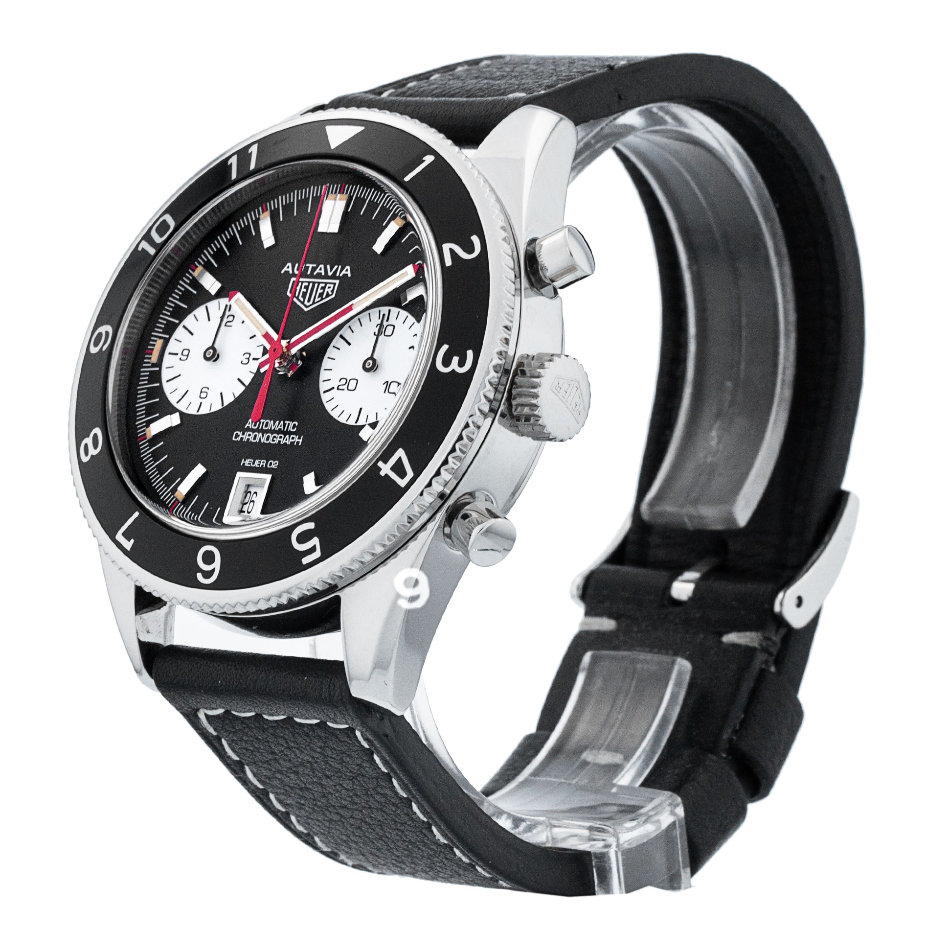 Tag Heuer Autavia Black Dial Leather Strap