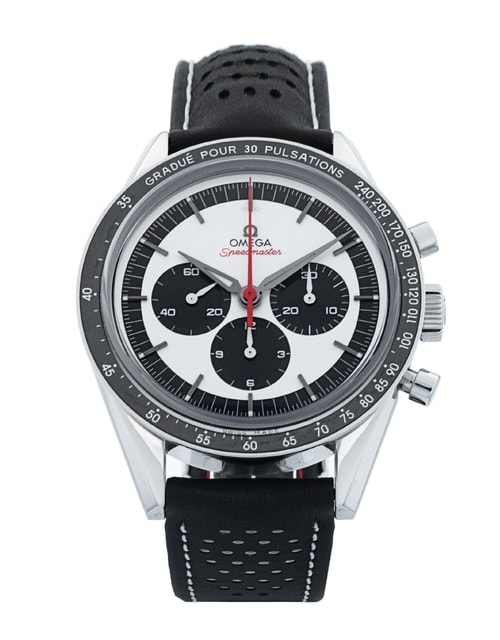Omega Speedmaster CK2998 Silver Baton Dial Leather Strap