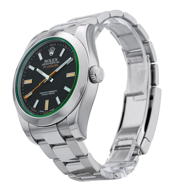 Rolex Milgauss 116400 GV Black Baton Dial Bracelet Strap