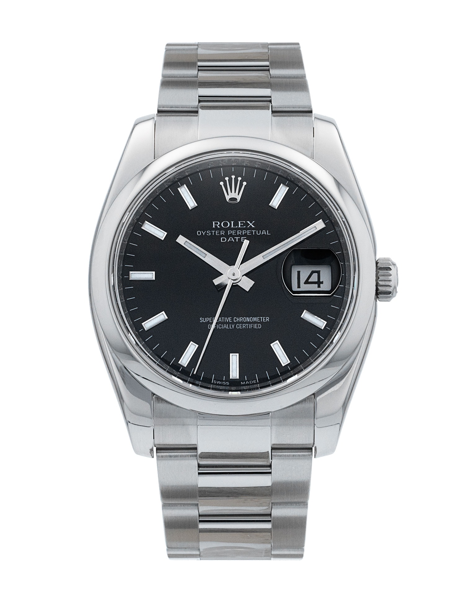 Rolex Oyster Perpetual Date Black Baton Dial