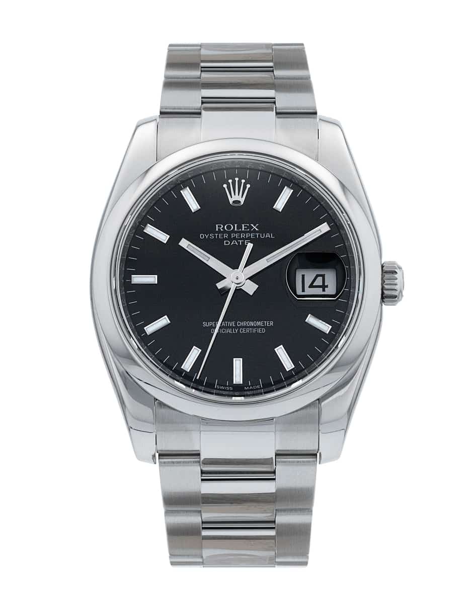 Rolex Oyster Perpetual Date Black Baton Dial