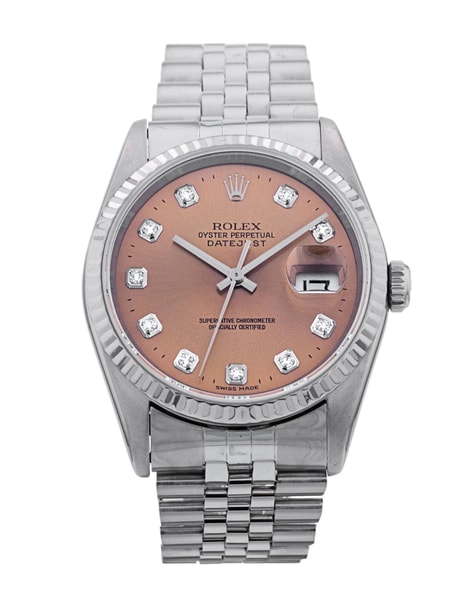 Rolex Datejust 16234 Salmon Diamond Dial Bracelet Strap