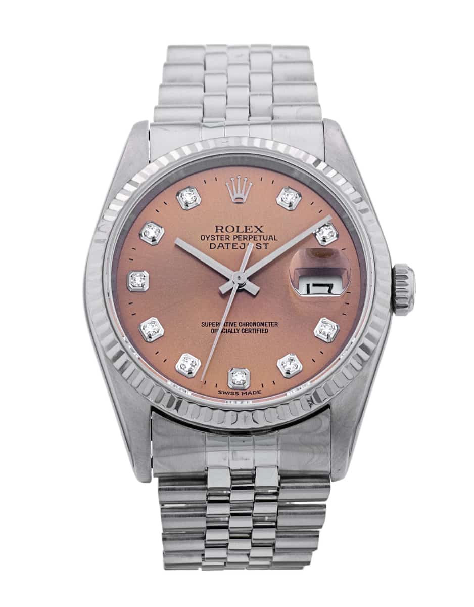 Rolex Datejust 16234 Salmon Diamond Dial Bracelet Strap
