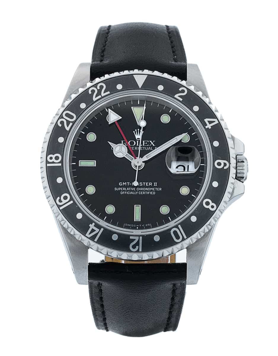 Leather Strap Cinturino Rolex Gmt Master 20mm BLACK Vulcanized