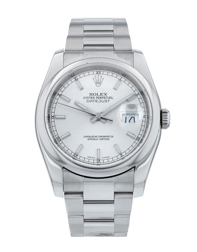 Rolex Datejust 116200 - Silver Baton Dial & Bracelet Strap