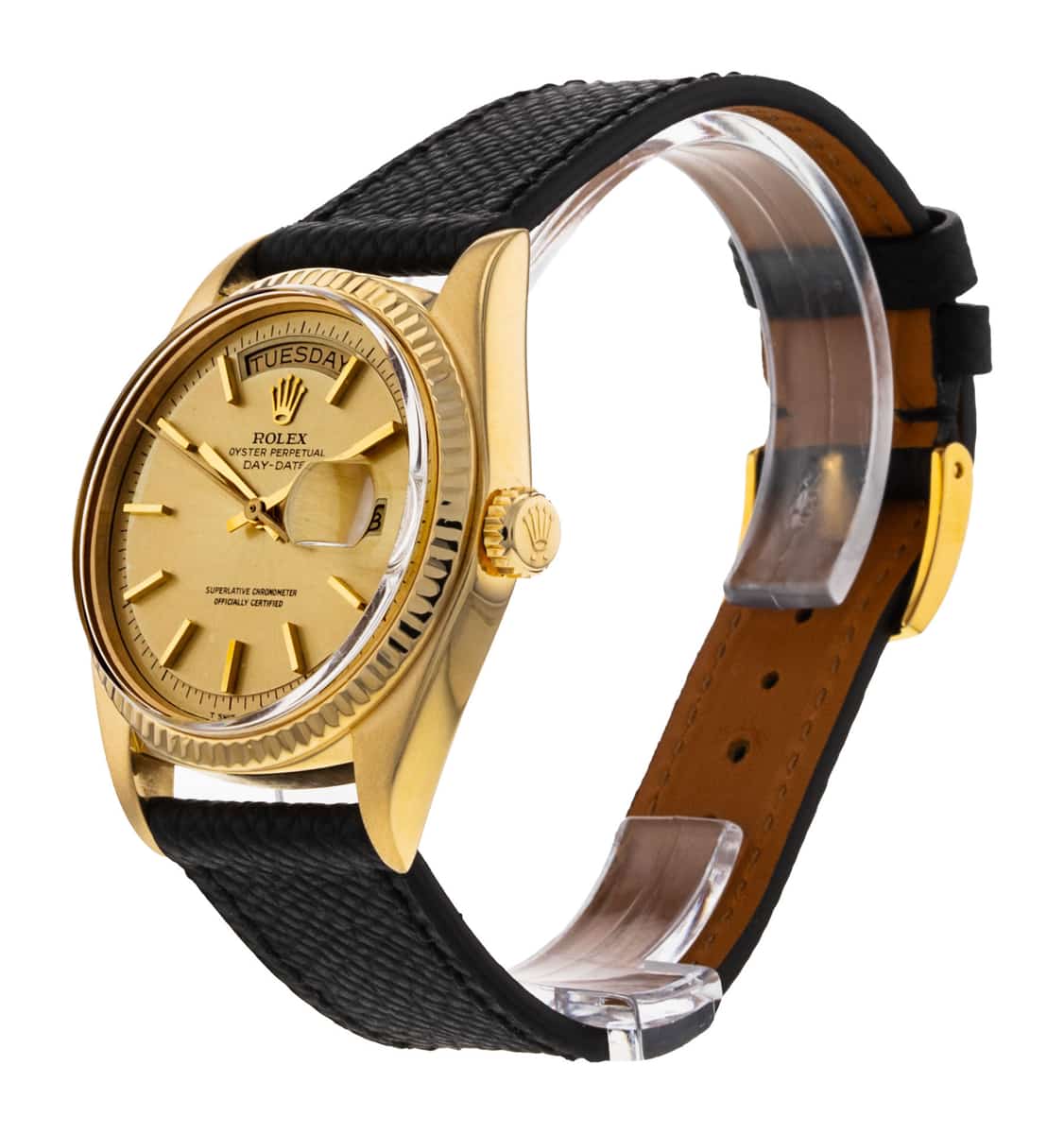 Rolex Day-Date 1803 Champagne Baton Dial Leather Strap