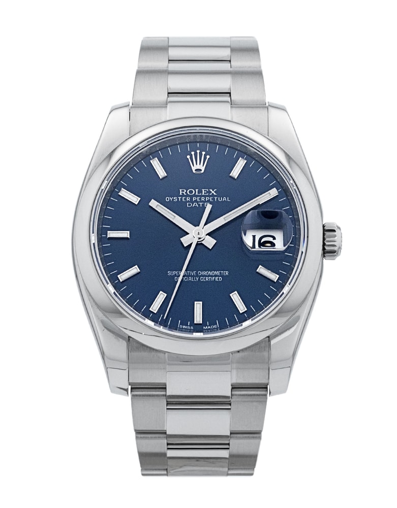 Rolex Oyster Perpetual Date Blue Baton Dial