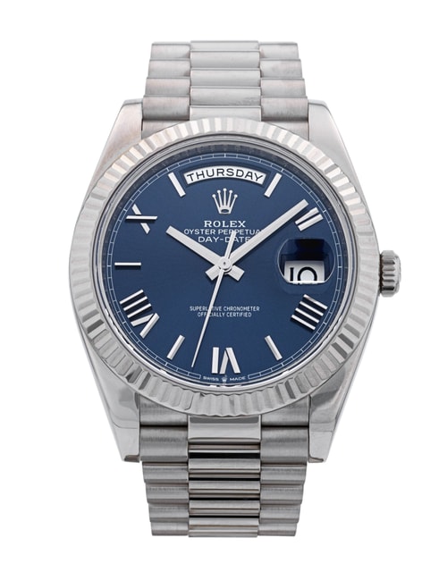 Rolex Day-Date 40 Blue Roman Numeral Dial Bracelet Strap