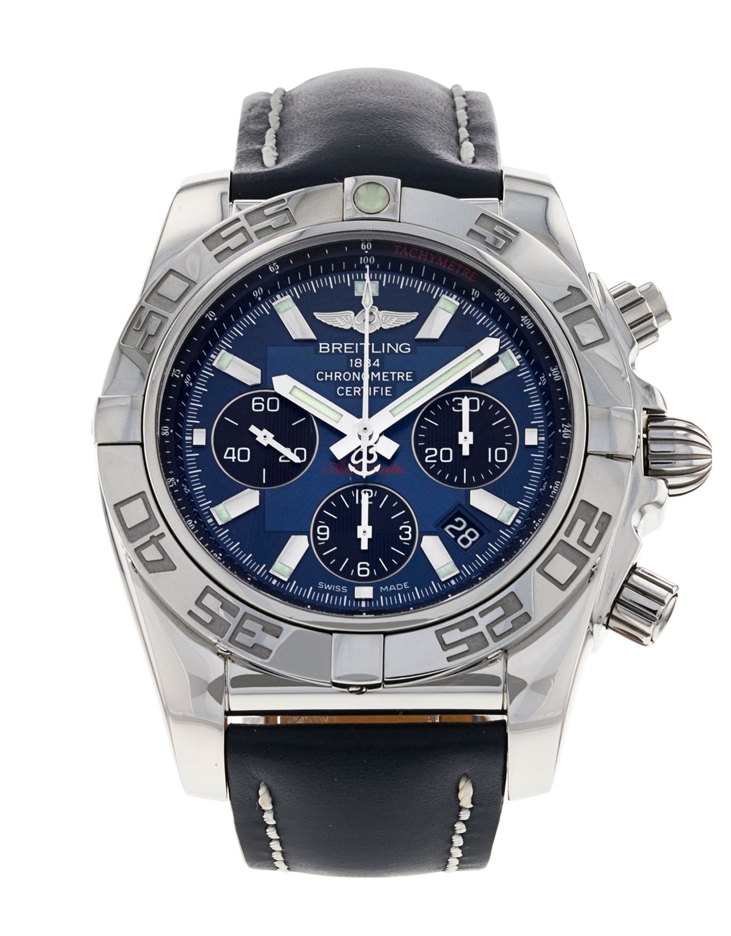 Breitling Chronomat 44 Blue Baton Dial Leather Strap