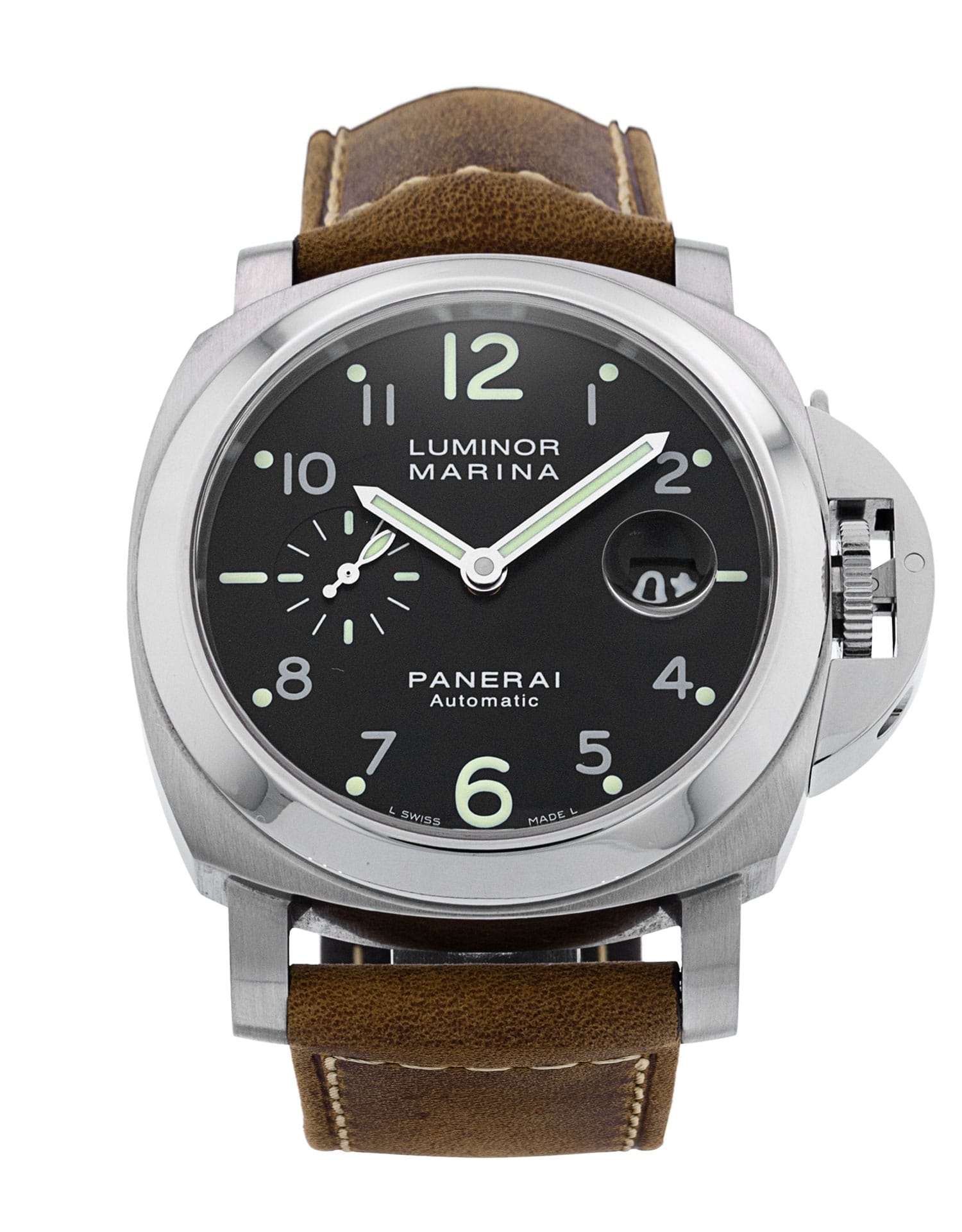 Panerai Luminor Marina Black Arabic Dial Leather Strap