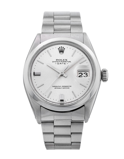 Rolex Oyster Perpetual Date Silver Baton Dial
