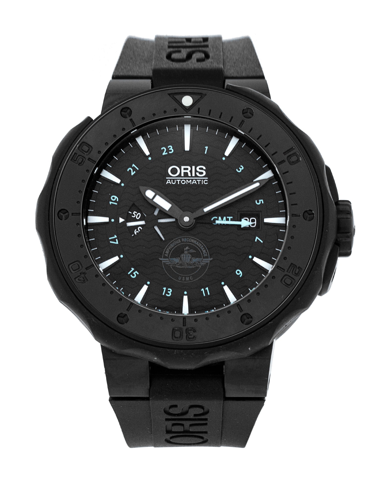 Oris ProDiver Date Black Baton Dial Rubber Strap
