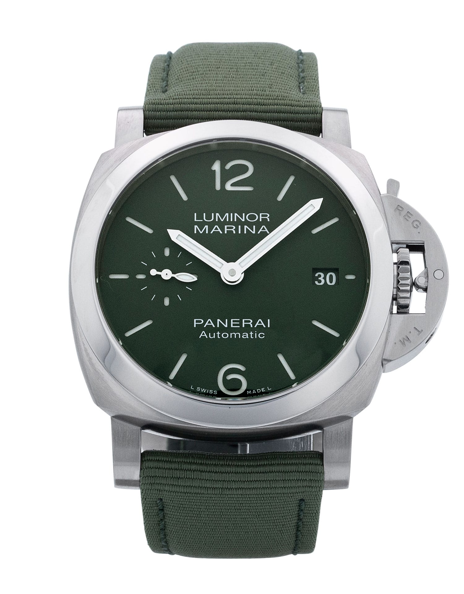 Panerai Luminor Quaranta Grün Zifferblatt Stoff Armband