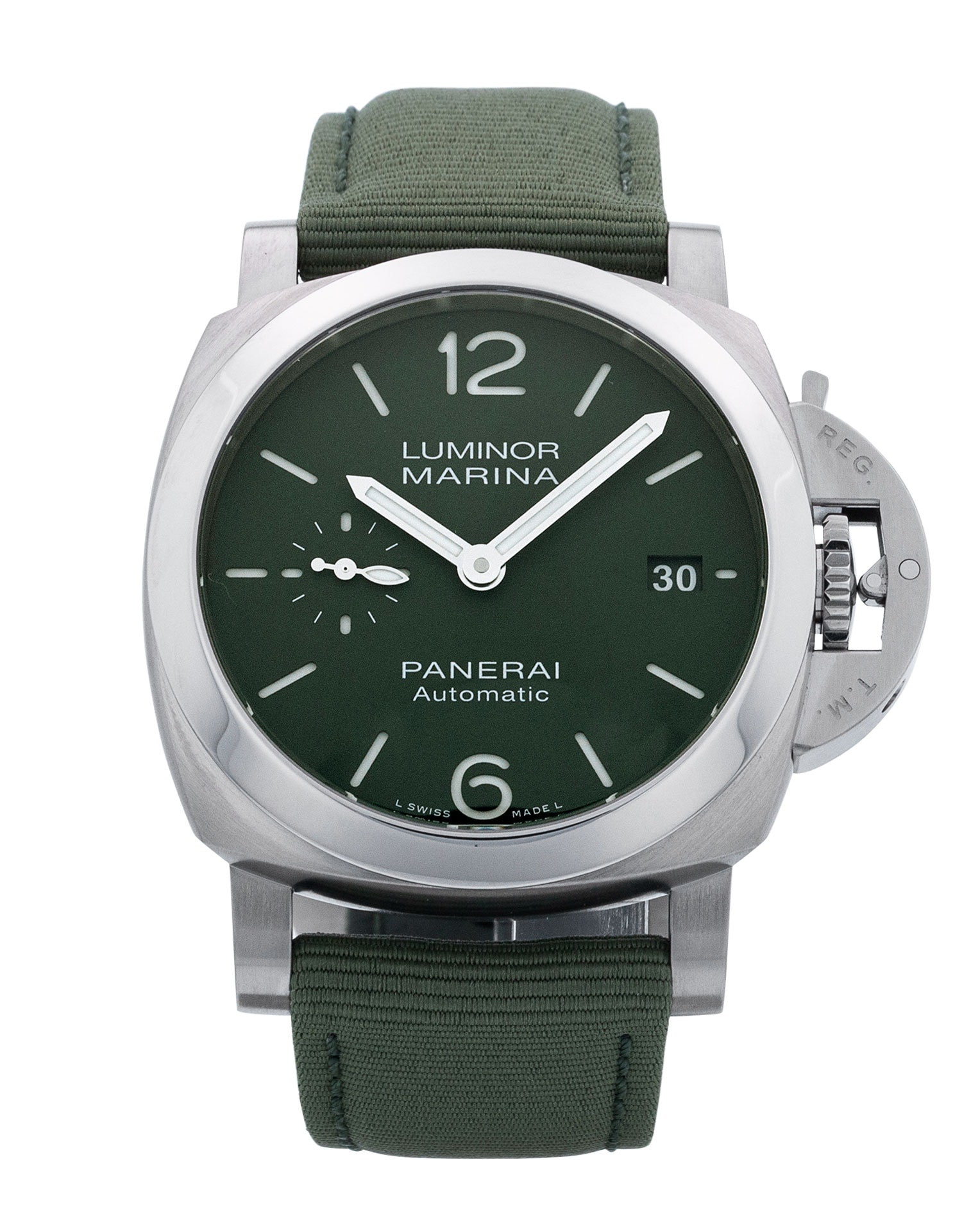 Panerai Luminor Quaranta Grün Zifferblatt Stoff Armband