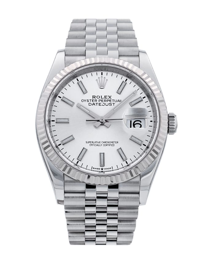 Rolex Datejust 126234 - Silver Baton Dial & Bracelet Strap