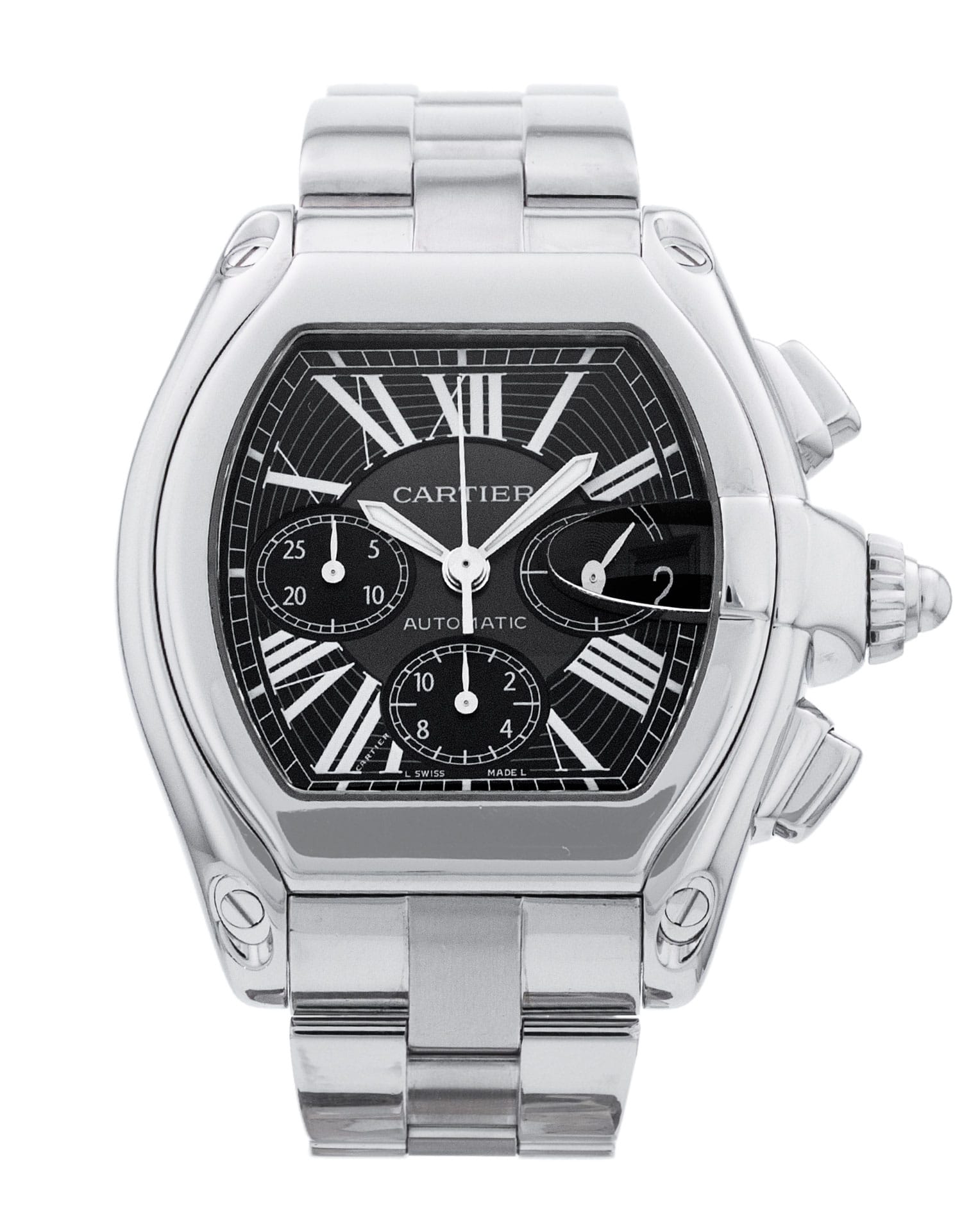 Cartier Roadster - Black Roman Numeral Dial & Bracelet Strap