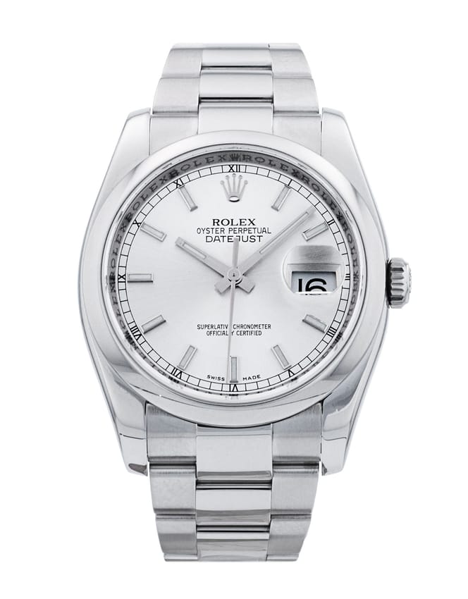 Rolex Datejust 116200 - Silver Baton Dial & Bracelet Strap