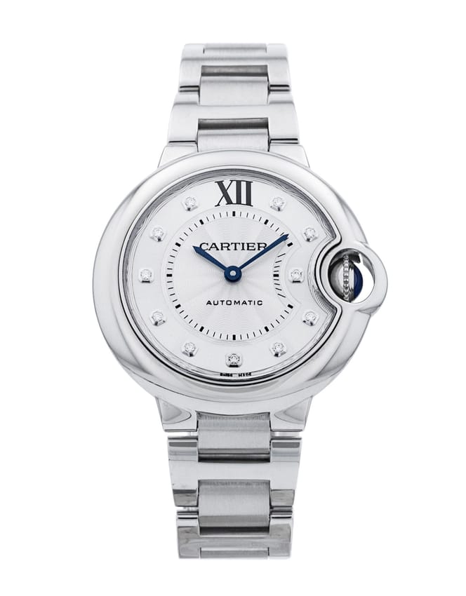 Cartier Ballon Bleu - Silver Diamond Dial & Bracelet Strap