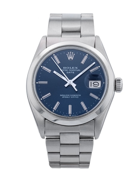 Rolex Oyster Perpetual Date Blue Baton Dial