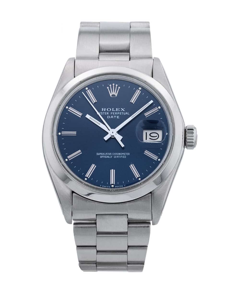 Rolex Oyster Perpetual Date Blue Baton Dial