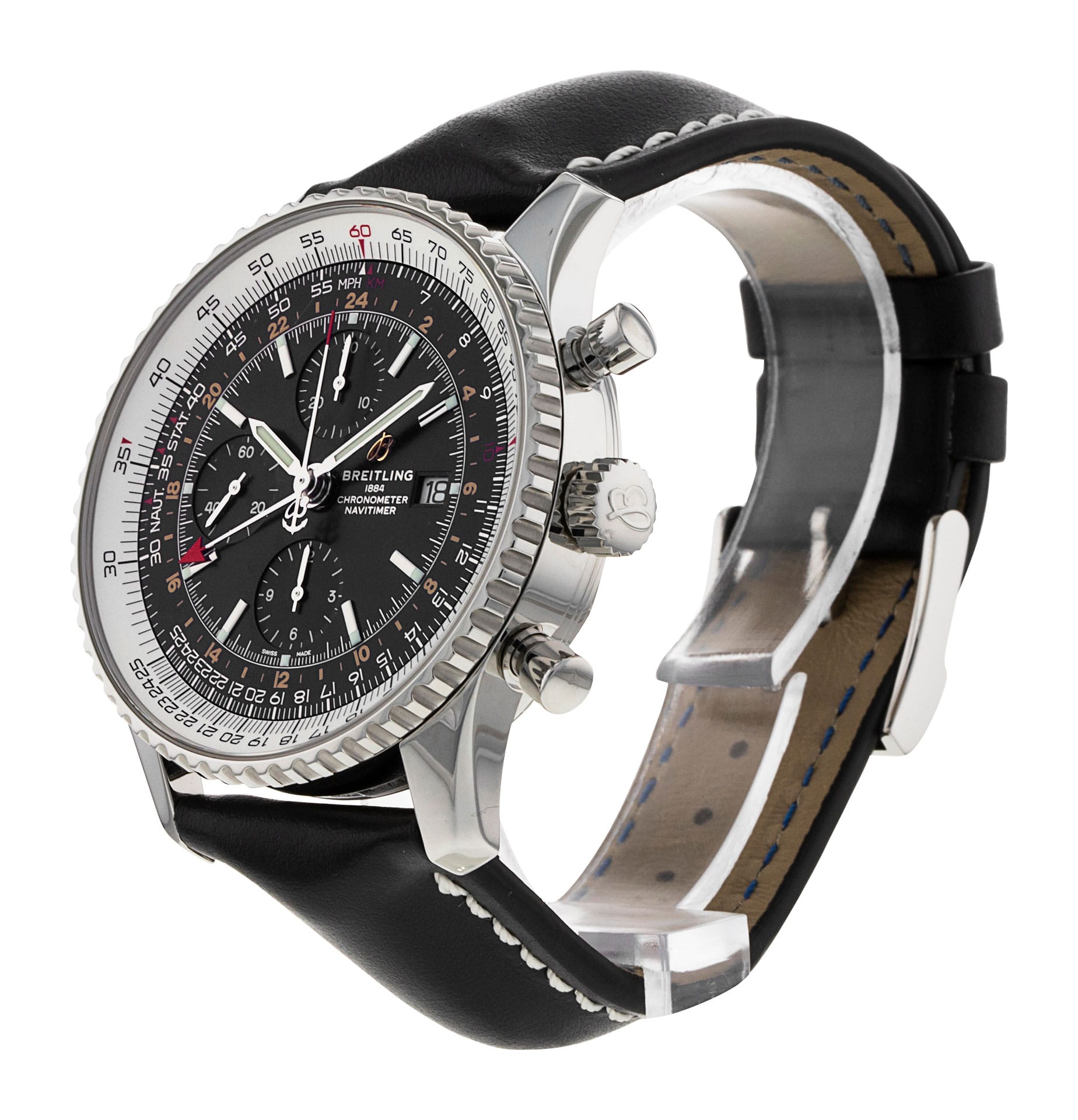 Breitling Navitimer Chronograph GMT 46 Black Baton Dial