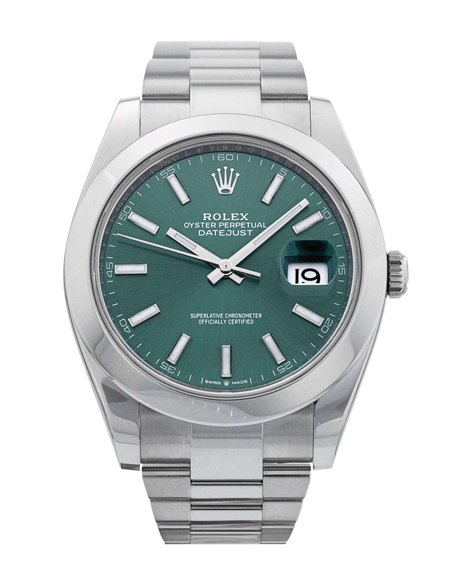 Rolex Datejust 41 quadrante Mint Green Baton