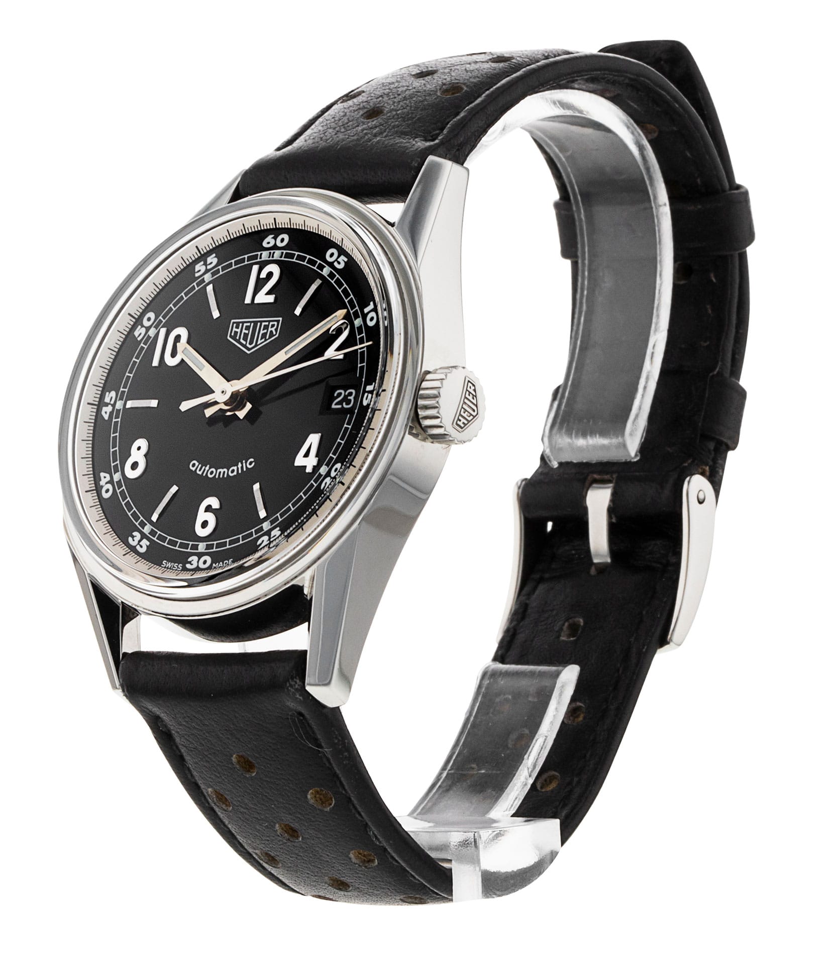Tag Heuer 1000 Series Black Arabic Dial Leather Strap