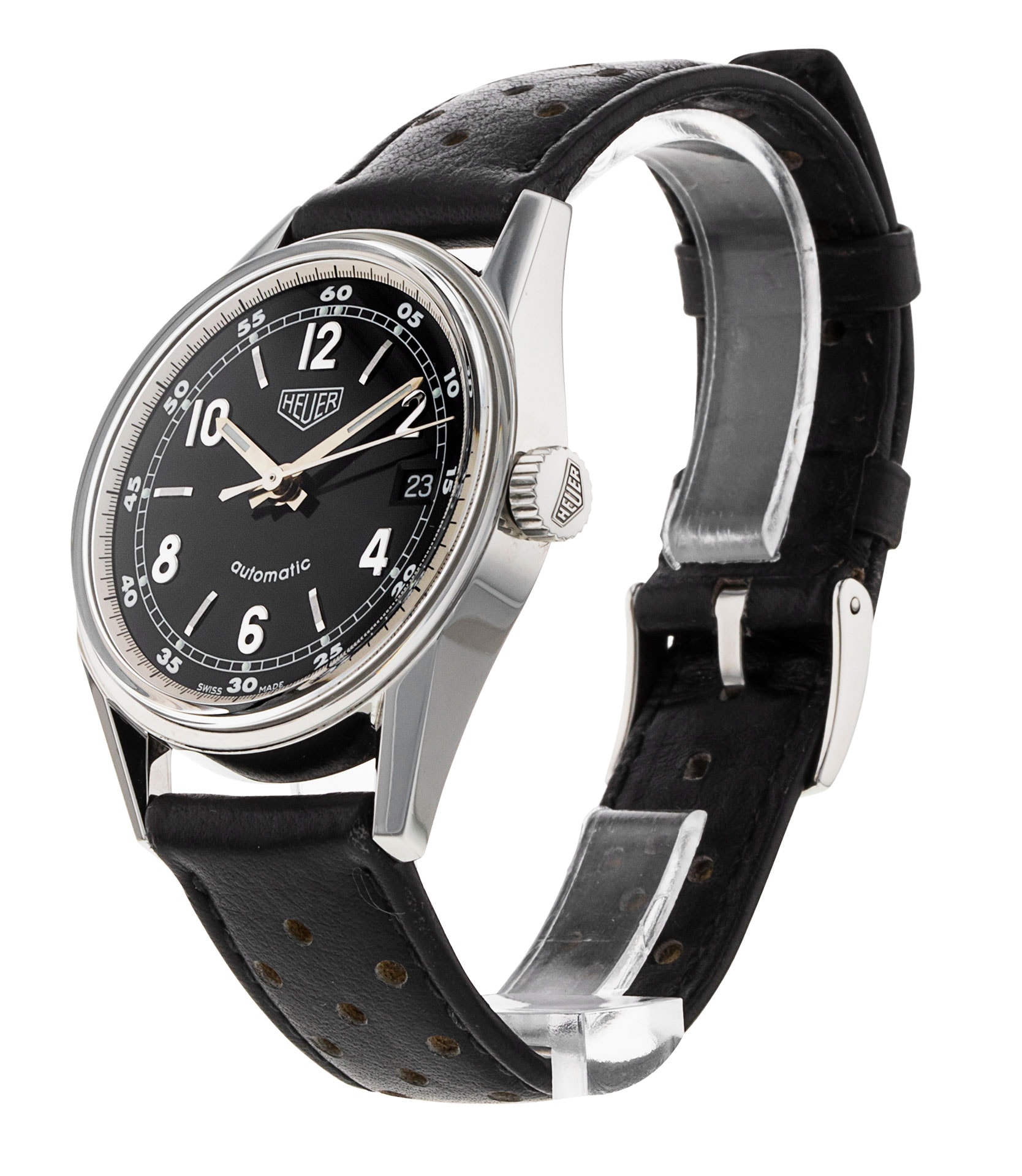 Tag Heuer 1000 Series Black Arabic Dial Leather Strap