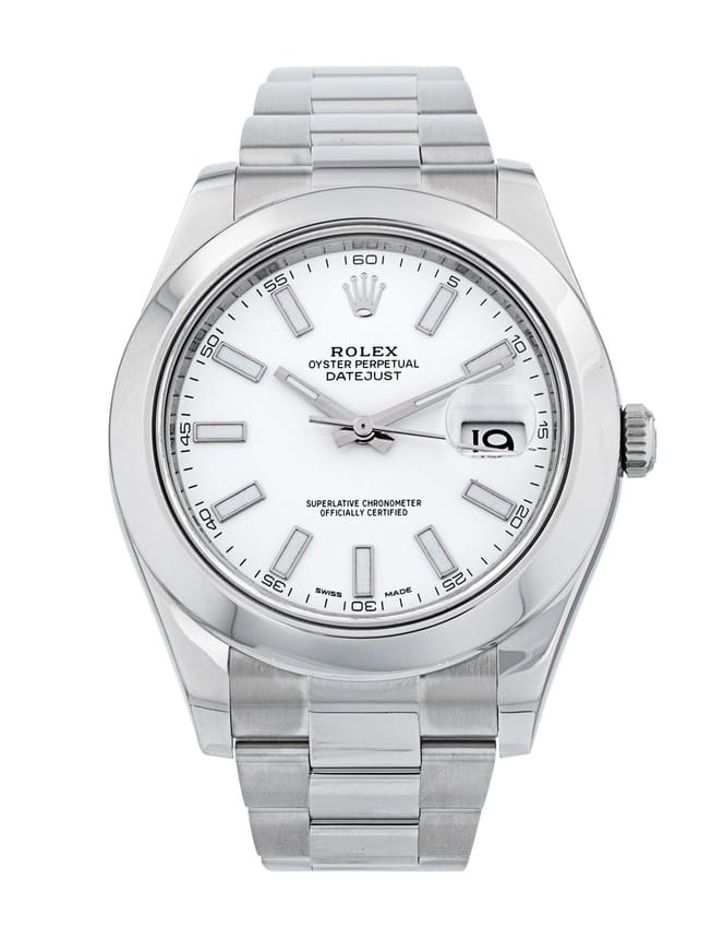 Rolex Datejust II 116300 - White Baton Dial & Bracelet Strap