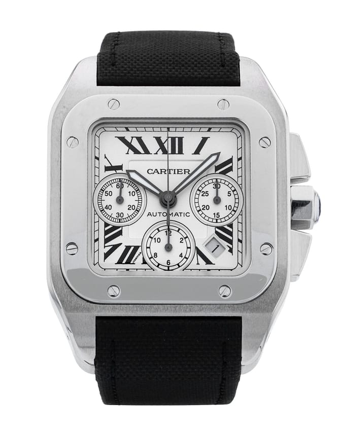 Cartier Santos 100 - Silver Roman Numeral Dial