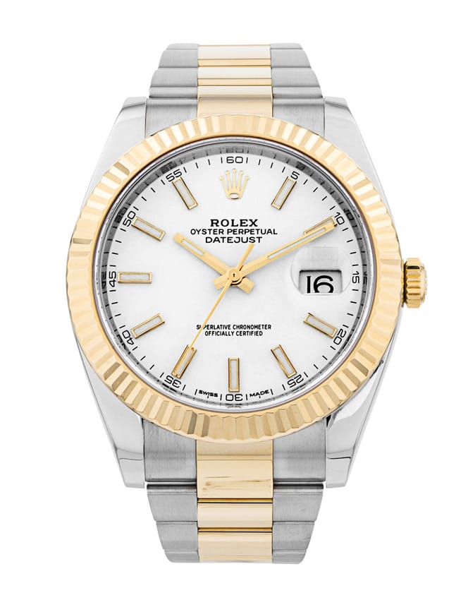 Rolex Datejust 41 126333 - White Baton Dial & Bracelet Strap