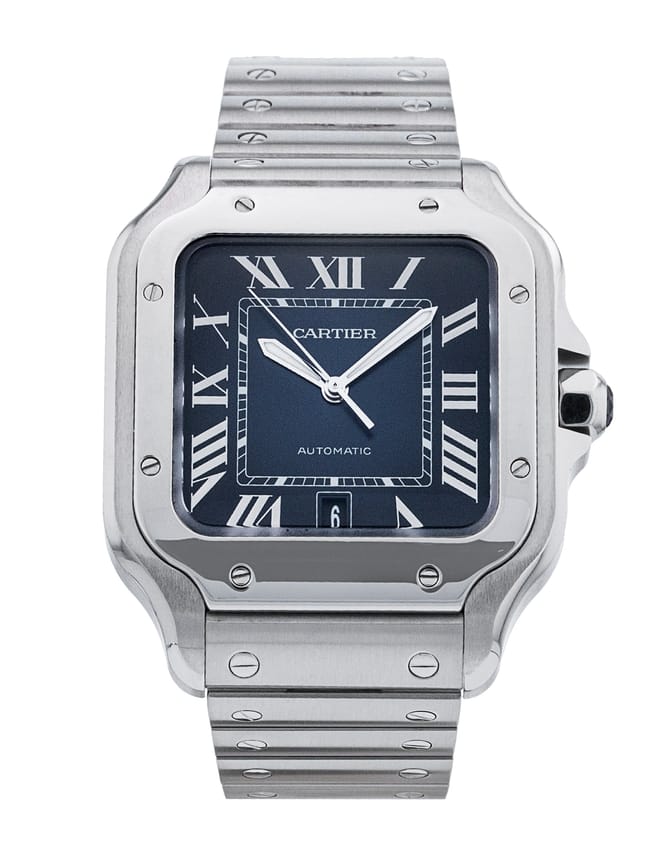 Cartier Santos - Blue Roman Numeral Dial & Bracelet Strap