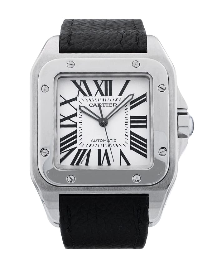 Cartier Santos 100 - Silver Roman Numeral Dial