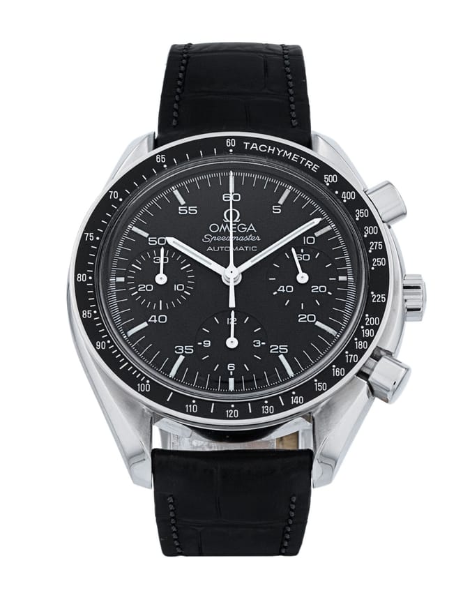 Omega Speedmaster Reduced - Black Baton Dial & Leather Strap