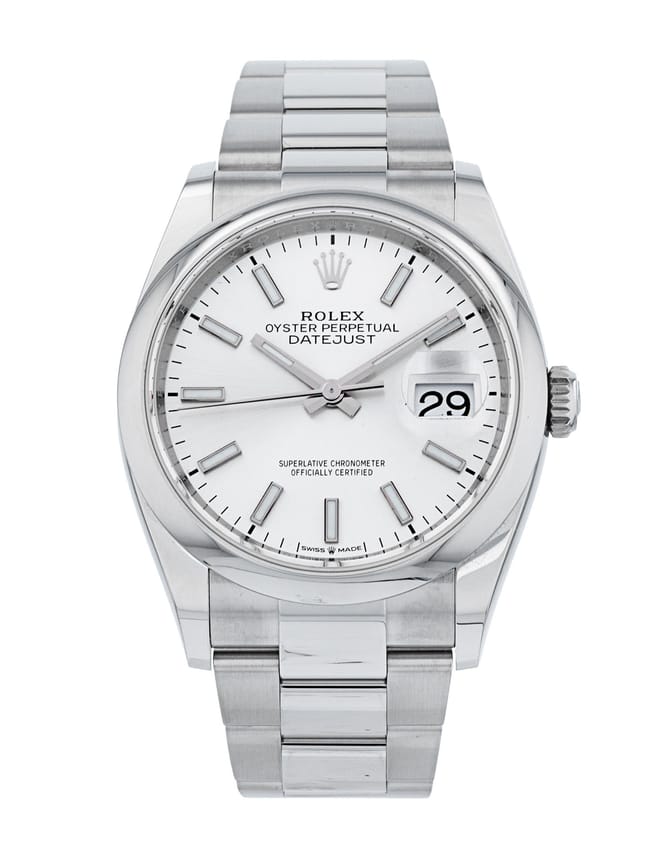 Rolex Datejust 126200 - Silver Baton Dial & Bracelet Strap
