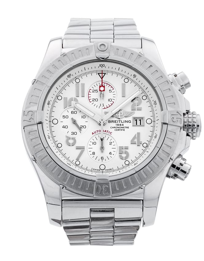Breitling Super Avenger - White Arabic Dial & Bracelet Strap