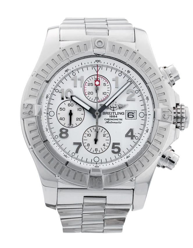Breitling Super Avenger - White Arabic Dial & Bracelet Strap
