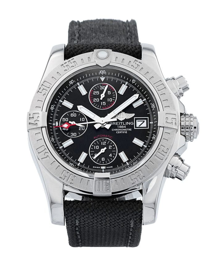 Breitling Avenger II - Black Baton Dial & Fabric Strap