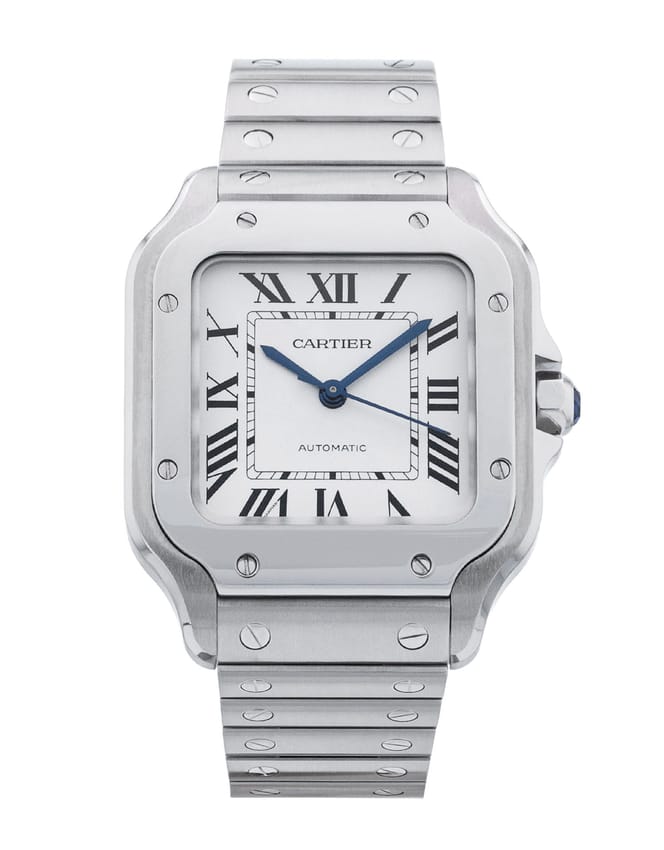 Cartier Santos - Silver Roman Numeral Dial & Bracelet Strap