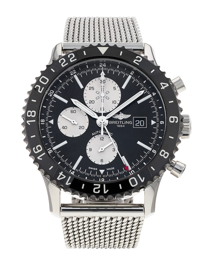 Breitling Chronoliner - Black Baton Dial & Bracelet Strap