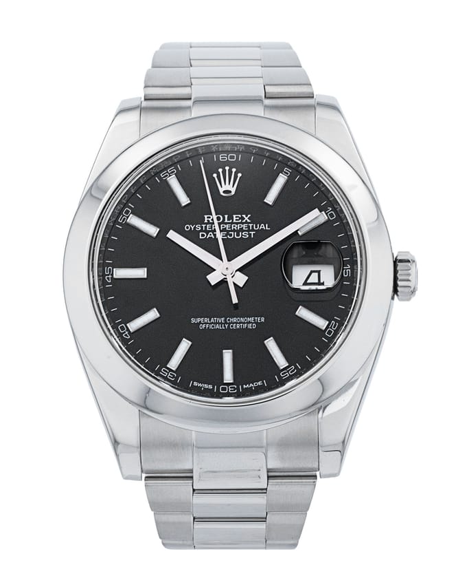 Rolex Datejust 41 126300 - Black Baton Dial & Bracelet Strap