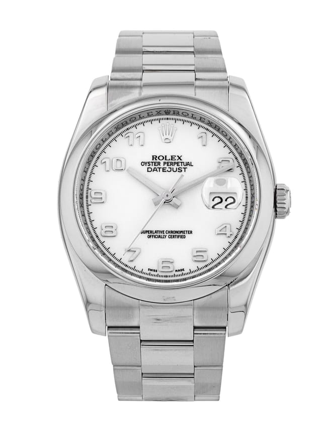 Rolex Datejust 116200 - White Arabic Dial & Bracelet Strap