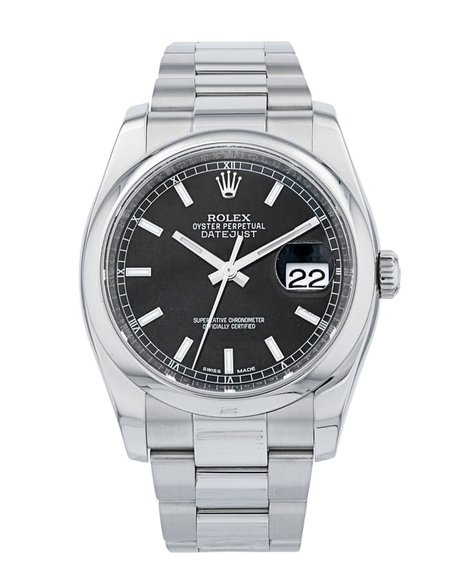 Rolex Datejust 116200 - Black Baton Dial & Bracelet Strap