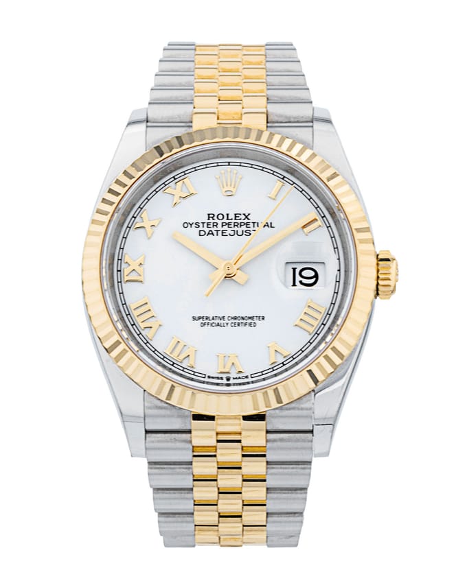 Rolex Datejust - White Roman Numeral Dial & Bracelet Strap